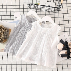 summer children's wear 2019 summer new sweet girl lace sleeveless T-shirt solid color coat vest