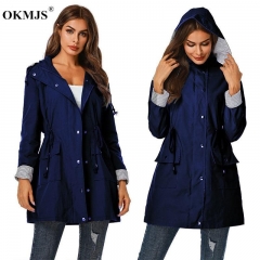 Autumn Winter trench coat women fashion Casual women's Black Trench Coat long Outerwear loose clothes Women Overcoat with belt