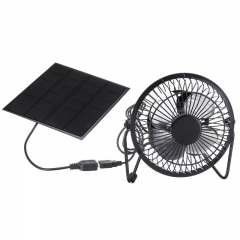 High Quality 4 Inch Cooling Ventilation Fan USB Solar Powered Panel Iron Fan For Home Office Outdoor Traveling Fishing