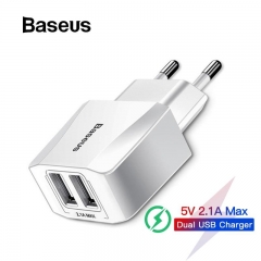 Baseus EU Plug 2.1A Max Dual USB Fast Charger for iPhone Charger for Samsung Xiaomi Phone Charger Adapter