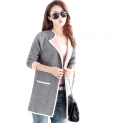 Large size outwear women's clothes 2019 spring autumn cardigan wild long color knitting coat tide soft Windproof office Trench