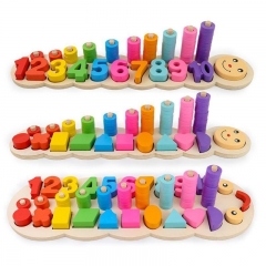 Montessori Count Numbers Geometry Matching Montessori Early Educational Development Toys Children Color Collocation Wooden Gift