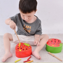 3D Puzzle Baby Wooden Toys Early Childhood Educational Toys Catch Worm Game Color Cognitive Strawberry Grasping Ability funny