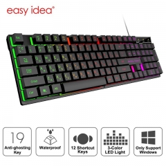 Gaming Keyboard Gamer Mechanical Imitation Keyboard Gaming RGB Keyboard with Backlight Ergonomic Key Board 104 Keycaps for PC