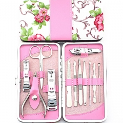 NEW 12pcs Manicure Set Pedicure Scissor Cuticle Knife Ear Pick Nail Clipper Kit Stainless Steel Nail Care Tool manicure set