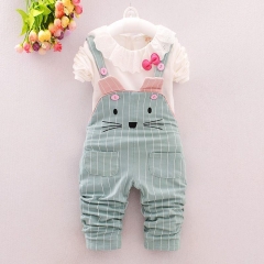 Children's Wear Autumn Suit Female Baby Cartoon Casual Strap Two-Piece Suit