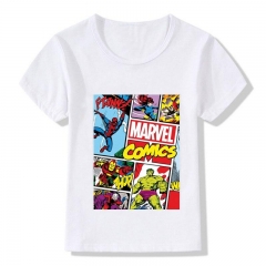 Avengers Spider-Man Miracle Cartoon Print Anime Children's Wear Casual Cotton Tops Round Collar Summer Children's T-Shirt