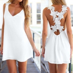 2019 New Women Sexy Short Mini Backless Sleeveless Dress Casual Beach Summer Evening Party Holiday Sundress