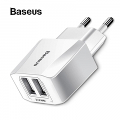 Baseus Portable Dual USB Charger 5V 2.1A For iPhone X 8 7 6 Charger EU Plug Fast Wall Charger for Samsung S8 Note 8 Xiaomi Mi 8