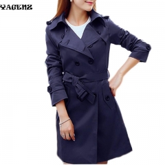 new spring autumn fashion Casual women's khaki Trench Coat long Outerwear loose clothes for lady with belt