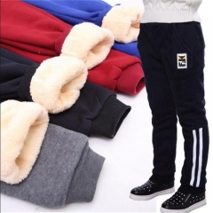 Boys plus velvet pants children's sports pants winter 2019 new big boy boy trousers thick warm to wear outside