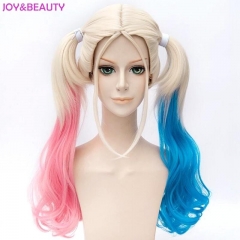 JOY&amp;BEAUTY Hair Harley Quinn Cosplay Wig Styled Wavy Synthetic Ponytail Wig High Temperature Fiber Cos Wig Free Shipping