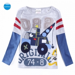 JUXINSU Boys Cotton Long Sleeve T-shirt Car Cartoon Embroidery Autumn Winter Boy Casual children's wear 1-6 Years