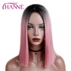 HANNE Ombre Pink/Blonde/Grey Short Straight Heat Resistant Synthetic Hair Wig For Black/White Women Cosplay Or Party Bob Wigs