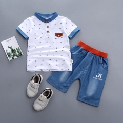 Short-sleeved children's clothing set small M printing baby children's casual wear