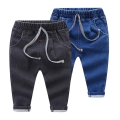 Children's Fashion Jeans Boys And Girls Solid Color Elastic Waist Jeans Trousers Pants Kids Wear 2 Colors Available