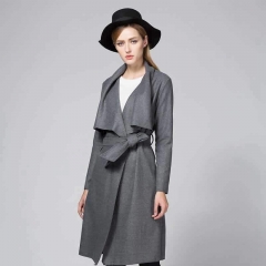 2018 new spring autumn fashion Casual women's solid khaki Slimming Trench Coat long Outerwear loose clothes for lady with belt