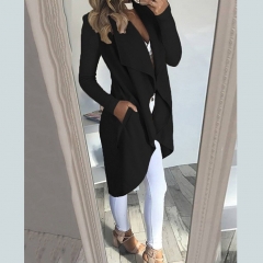 Autumn Winter New Women's Trench Open Front Cardigan Pocket Irregular Coat Long Midi Coat Tops Outwear Outers Clothes 2019 Femme