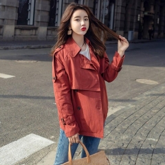 Spring 2019 The New Women's Windbreaker Fashion Short Paragraph Women's Jacket Leisure Loose Spring and Autumn Clothes