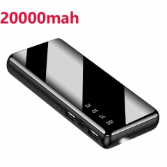 Power Bank 20000mAh Portable Charging PowerBank Mirror Mobile Phone External Battery Charger For xiaomi Iphone 8 X Redmi note 8