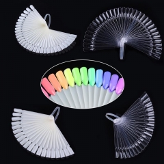 32Pcs Color Display Card False Nail Tips Fan Transparent White Nail Art Practice Display Tools Manicure Accessories