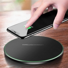 Qi Metal 10W Wireless Charger For iPhone 8 X XR XS Max QC3.0 Fast Wireless Charging for Samsung S10 S9 Note 8 9 USB Charger Pad