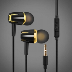 Wired Earphone Electroplating Bass Stereo In-ear Earphone with Mic Handsfree Call Phone Headset for Android iOS