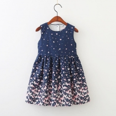 2018 new children's skirts, spring and summer girls, butterfly prints, cotton dresses, children's wear wholesale.