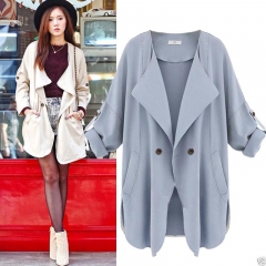 New spring autumn fashion Casual women's cotton blend Trench Coat long Outerwear loose clothes for lady good quality