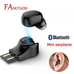 FANGTUOSI Mini Bluetooth Earphone Wireless Headset stereo earbuds hidden micro earpiece With Mic For iPhone X 7 Earbud Earphones