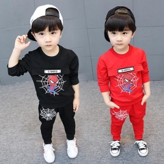 Retail Spiderman Clothing, Boys, Children's Wear, Character Cotton Long Sleeved Sweater + Pants Sports Suit Children's Clothing.