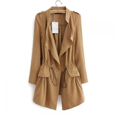 new spring autumn fashion Casual women's khaki Trench Coat long Outerwear loose clothes for lady with Adjustable Waist