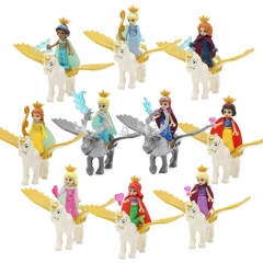 Friends Princess with Flying Horse Girls Figure Fairy tale queen Cinderella snow White Anna Doll Model Building Blocks Toys Gift