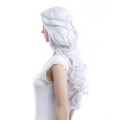 Amir Cosplay Wigs Game of Thrones Daenerys Targaryen Cosplay Wig slivery grey and blonde Synthetic Hair Wig Long Wavy Hair Wigs