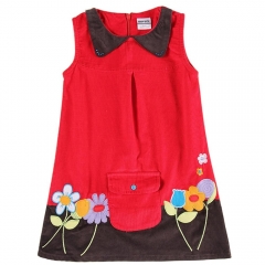 Girls Sleeveless Dress Lapel Embroidered Pocket Girls Children's Wear Flowers Summer New Style for Girls Dress Cotton H6038D