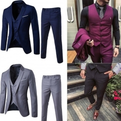 ZOGAA Men Fashion Suit Terno Slim Preto 2019 Men Business חליפה לגבר Formal Slim Fit Wedding Suits for Men Groom Suit Pure Color 3 Piece of Suits Doub