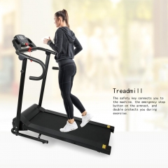 Compact Folding Treadmill 1100W Running Jogging Machine for Home with LCD Display Pad Holder