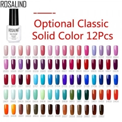 (6 10 12PCS/Set) ROSALIND Gel Nail Polish Set Optional Classic Pure Color Vernis Semi Permanent Manicure Set Acrylic Nail Kit