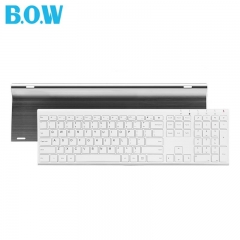 B.O.W Super Thin Metal wireless Slim keyboard Rechargeable,Ergonomic Design &amp; Silent Full size keyboard for Desktop PC computer