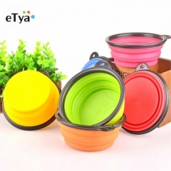 eTya 1pc Silicone foldable Travel Dog Bowl Collapsible Premium Quality Food Water Pet Travel Bowls