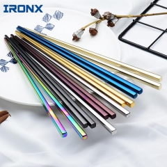 304 Stainless Steel Metal chopsticks Hollow Non-Slip Anti-Hot Chopsticks Square Design 1 Pairs