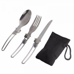 3pcs/set Folding Camping Cutlery Utensils Portable Outdoor Tablewares Dinnerware Knife/Fork