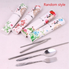 3 Pieces Set Cutlery Spoon School Tableware Stainless Steel Picnic Camping Chinese Style Fork Work Meal Travel Boxed Chopsticks