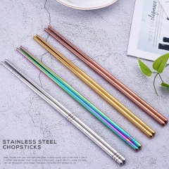 Fashion 1 Pair Chopsticks Colorful  Stainless Steel Luxury Metal 23cm Reusable Grill Tools