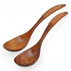 heat resistant lacquer tableware wooden spoon handle kinking Style wooden spoon for eating porridge drink soup coffee