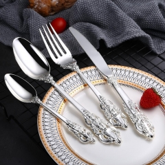 24Pcs/set Luxury Silver Cutlery Set Dinnerware Flatware Set Tableware Silverware Dinner Fork Knife Spoon Drop Shipping