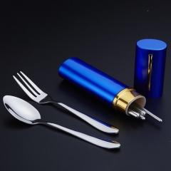 3PCS/Set Stainless Steel Ultra Light Cutlery Set Travel Hiking With Storage Case Picnic Tableware Sanitary Spoon Fork Chopsticks