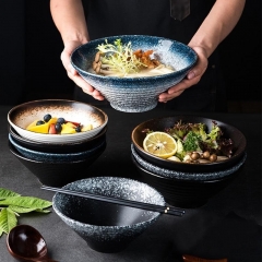 8 Inch Creative Japanese Ramen Instant Noodle Bowl Large Ceramic Salad Bowl Fruit Dish Soup Spaghetti Pasta Microwave Tableware