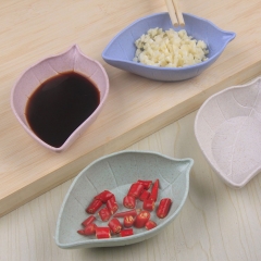 1Pc Leaves Shape Baby Kids Dish Bowl Wheat Straw Soy Sauce Dish Rice Bowl Plate Sub - plate Japanese Tableware Food Container