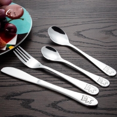 Children Tableware Cutlery Set 4Pcs Stainless Steel Child Panda Quality Kids Dinner Knives Forks Sets Food Dining Dinnerware Set